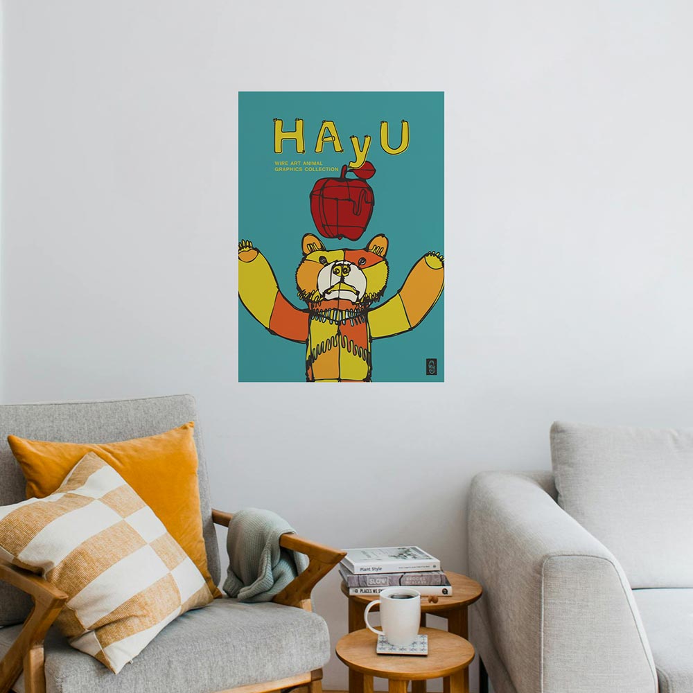 貼ってはがせる アートポスター A2サイズ ウォールステッカー WALLTZ ウォルツ HAyU 小川学 HAyU ANIMAL ART POSTER Multi color HAyUベア TWZ-HYAP06