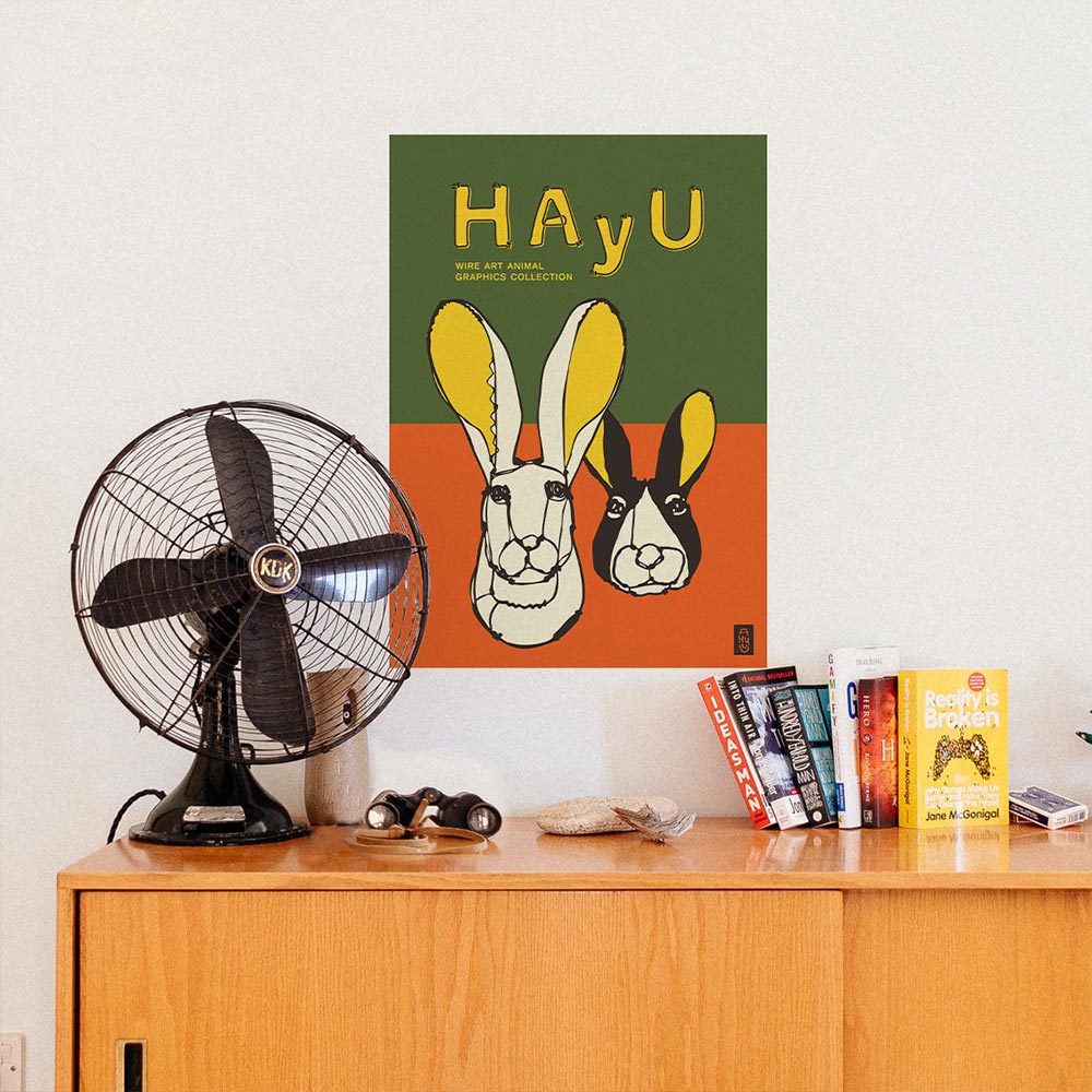 貼ってはがせる アートポスター A2サイズ ウォールステッカー WALLTZ ウォルツ HAyU 小川学 HAyU ANIMAL ART POSTER Multi color ウサギ TWZ-HYAP07