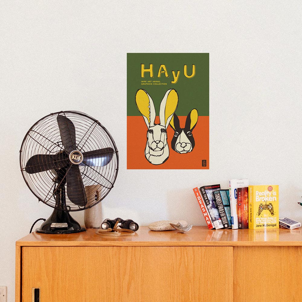 貼ってはがせる アートポスター A3サイズ ウォールステッカー WALLTZ ウォルツ HAyU 小川学 HAyU ANIMAL ART POSTER Multi color ウサギ TWZ-HYAP07