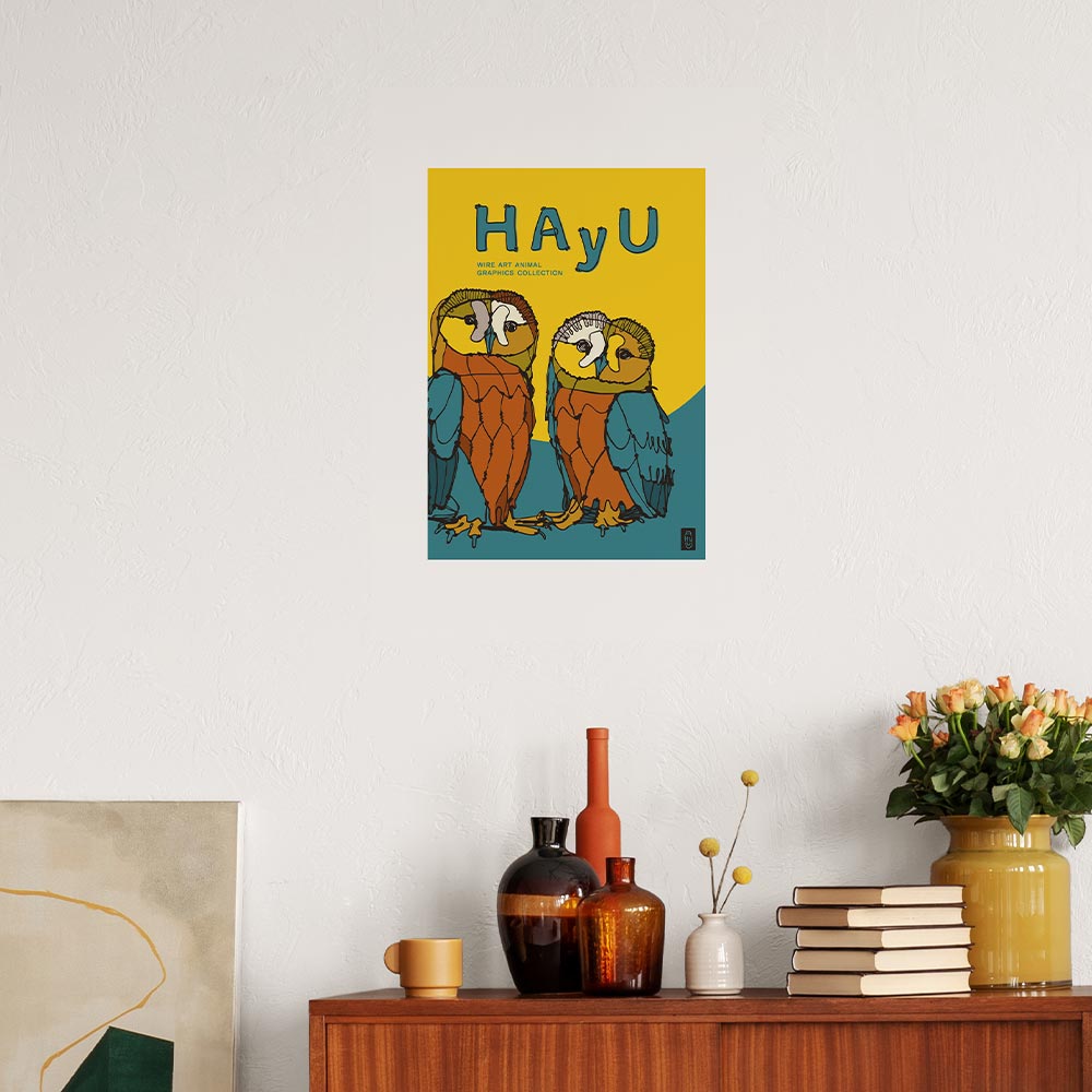 【卸専用】貼ってはがせる アートポスター A3サイズ ウォールステッカー WALLTZ ウォルツ HAyU 小川学 HAyU ANIMAL ART POSTER Multi color フクロウ TWZ-HYAP08