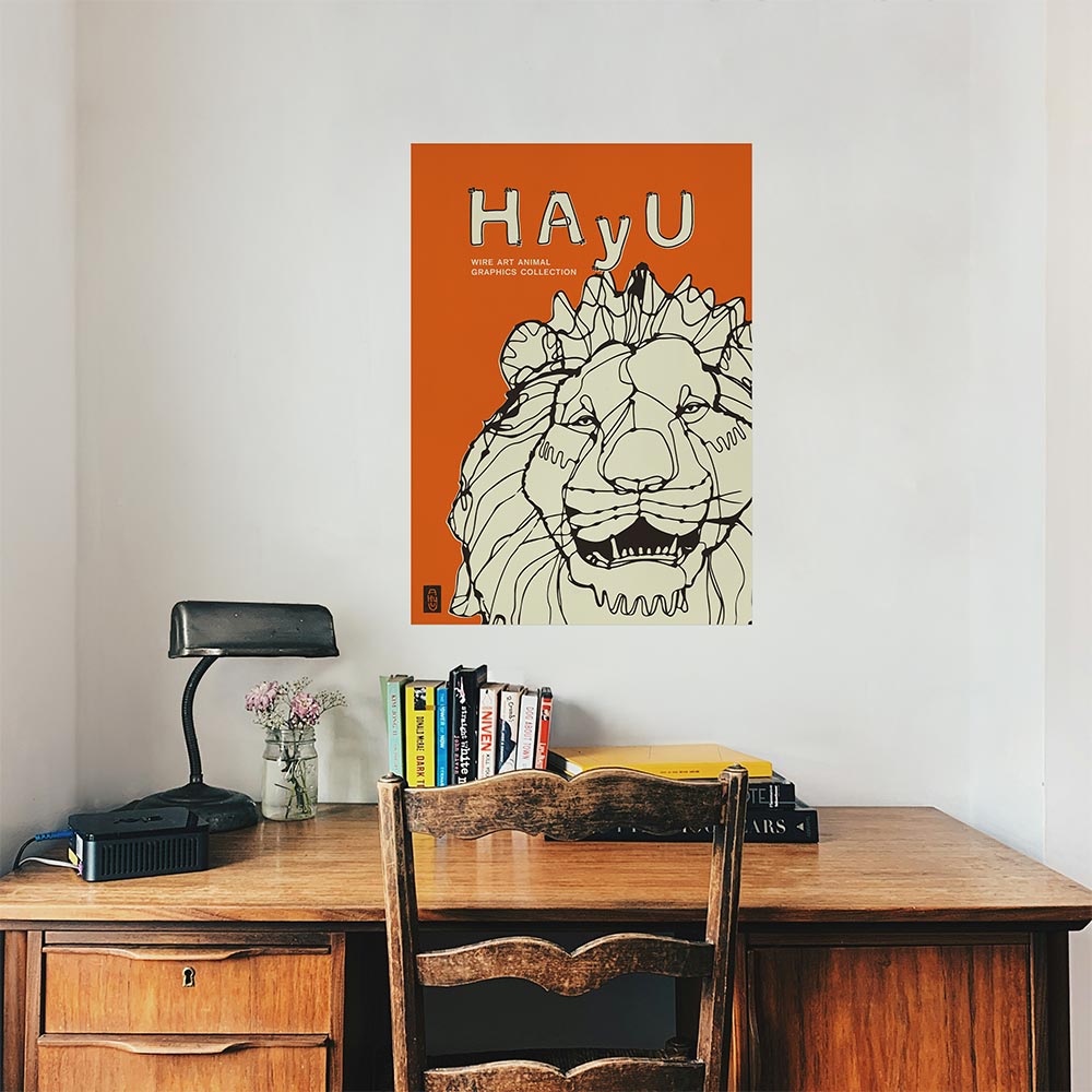 【卸専用】アートポスター のりなし A2サイズ WALLTZ ウォルツ HAyU 小川学 HAyU ANIMAL ART POSTER Single color ライオン NWZ-HYAP12