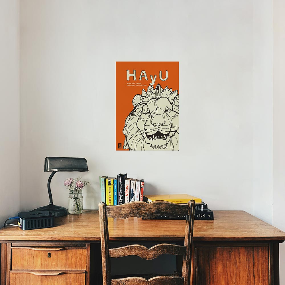 【卸専用】アートポスター のりなし A3サイズ WALLTZ ウォルツ HAyU 小川学 HAyU ANIMAL ART POSTER Single color ライオン NWZ-HYAP12