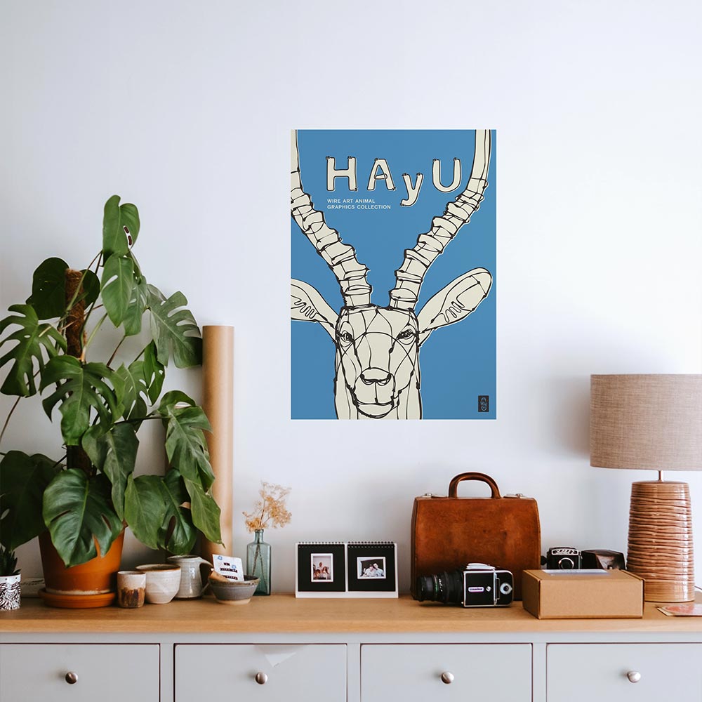 【卸専用】貼ってはがせる アートポスター A2サイズ ウォールステッカー WALLTZ ウォルツ HAyU 小川学 HAyU ANIMAL ART POSTER Single color インパラ TWZ-HYAP13