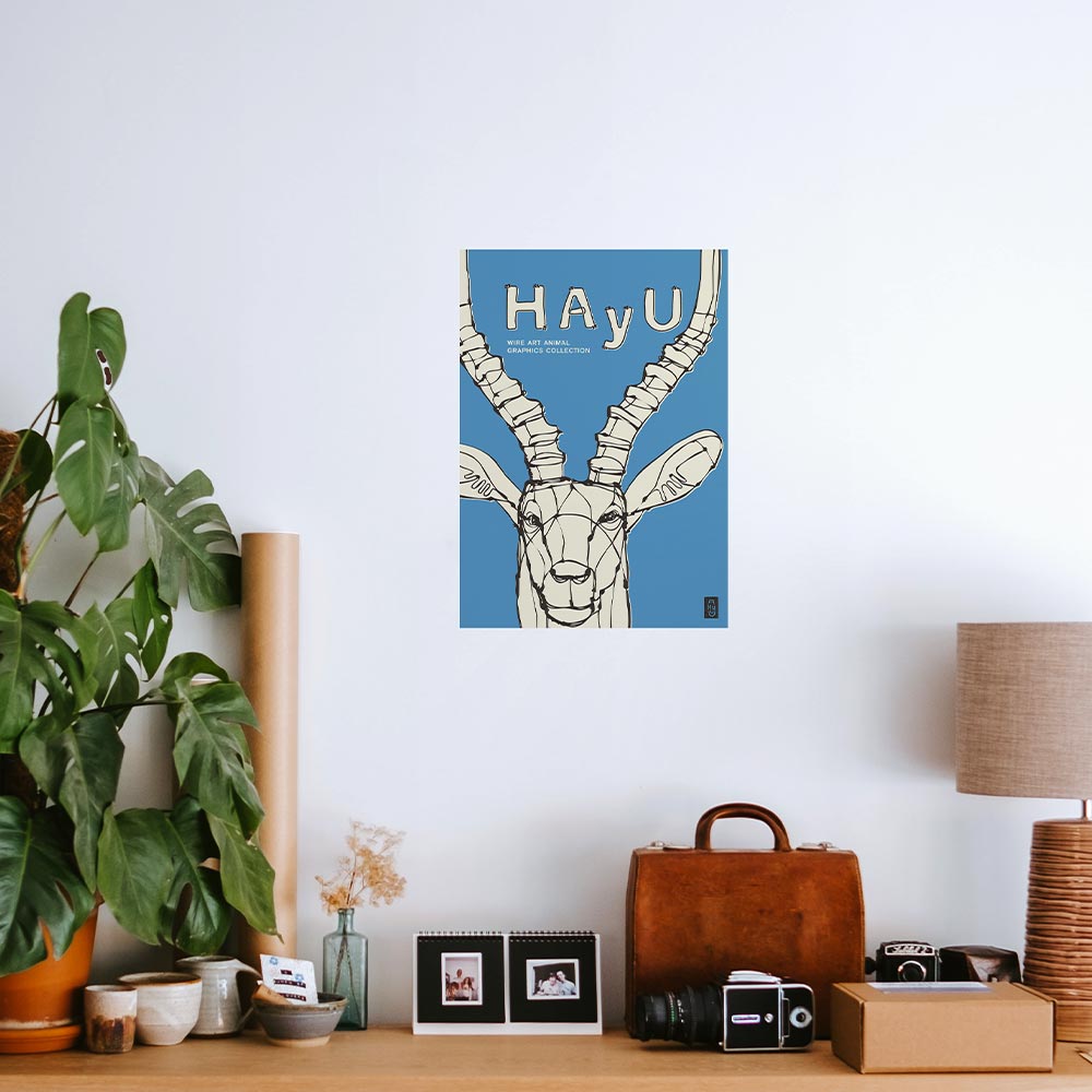 アートポスター のりなし A3サイズ WALLTZ ウォルツ HAyU 小川学 HAyU ANIMAL ART POSTER Single color インパラ NWZ-HYAP13