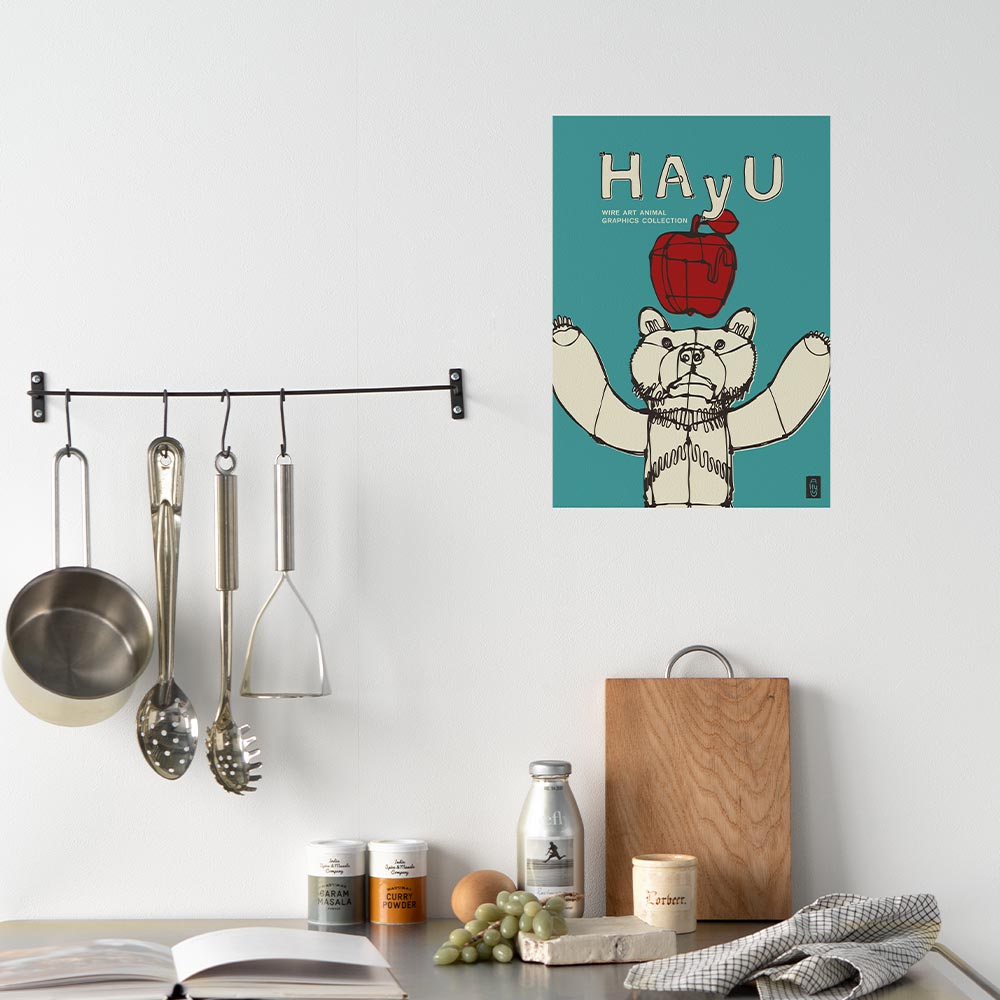 貼ってはがせる アートポスター A3サイズ ウォールステッカー WALLTZ ウォルツ HAyU 小川学 HAyU ANIMAL ART POSTER Single color HAyUベア TWZ-HYAP14