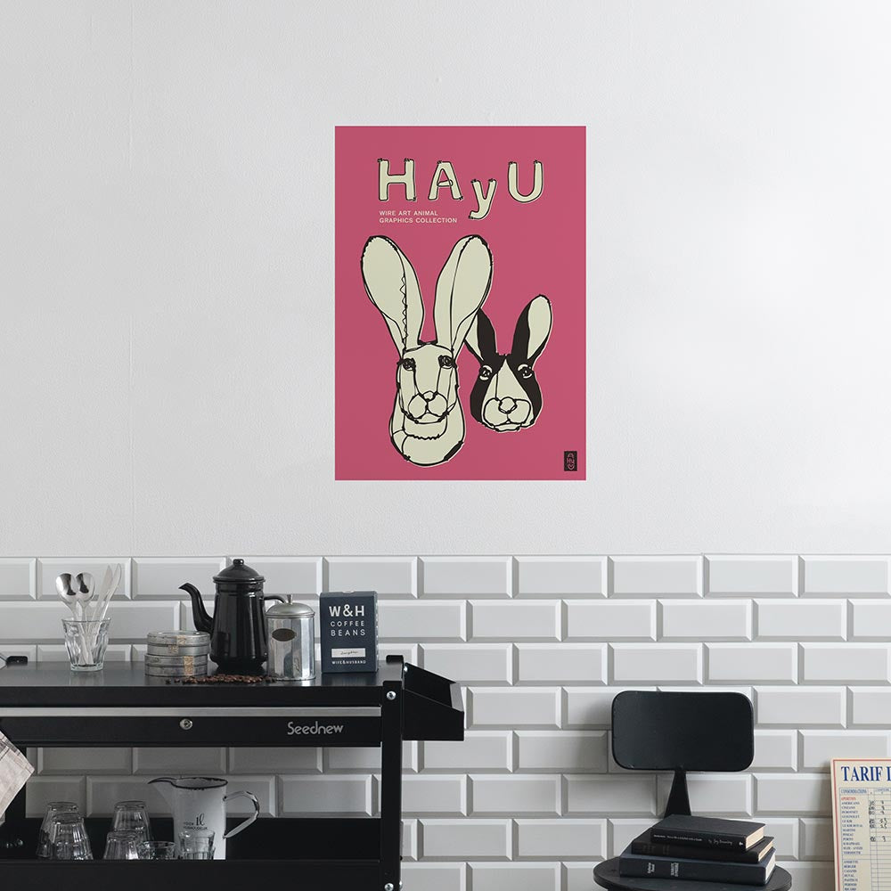 貼ってはがせる アートポスター A2サイズ ウォールステッカー WALLTZ ウォルツ HAyU 小川学 HAyU ANIMAL ART POSTER Single color ウサギ TWZ-HYAP15