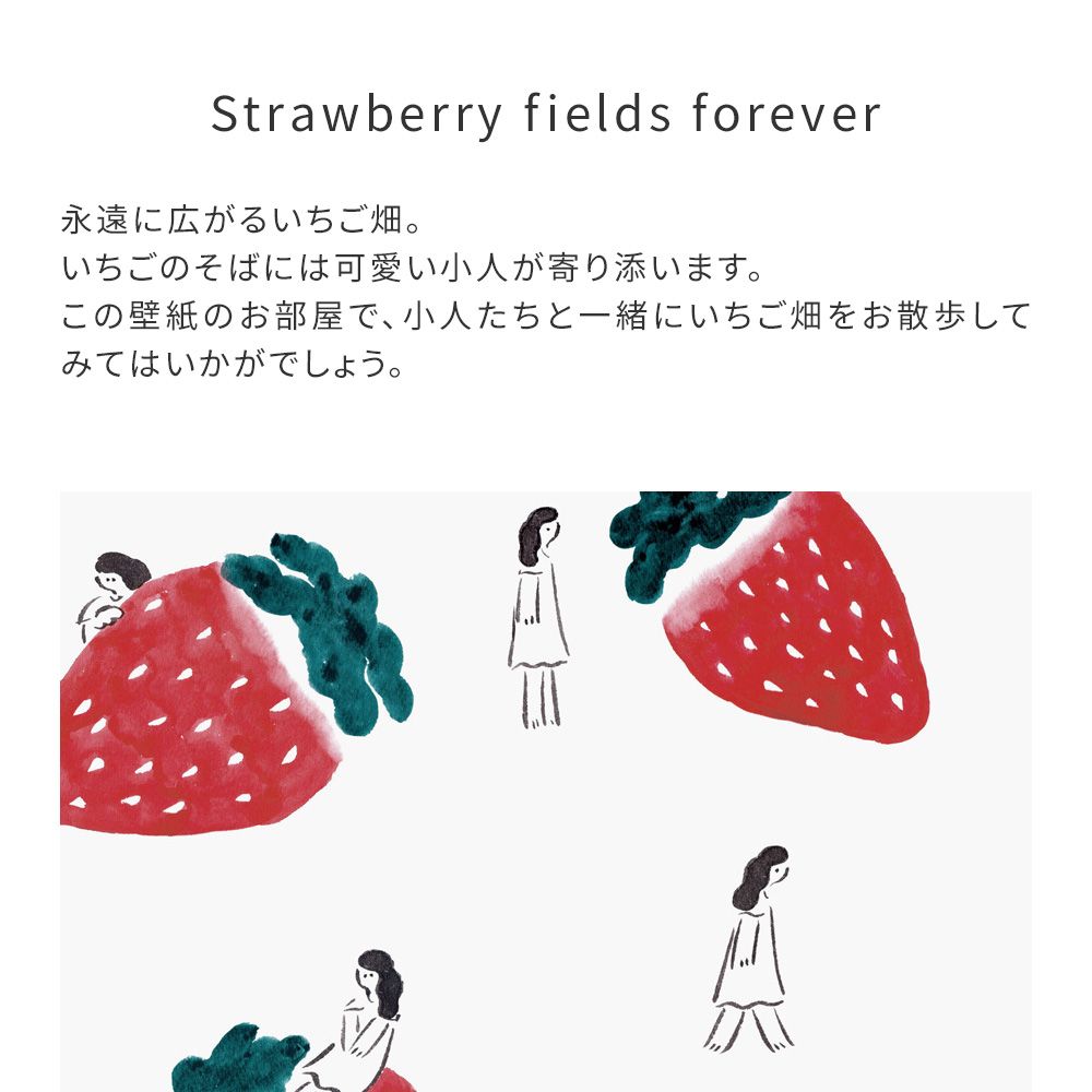 はがせる壁紙 のりなしタイプ WALLTZ ウォルツ 鬼頭祈 Strawberry fields forever NWZ-SBFF (49cm×2.7mサイズ)