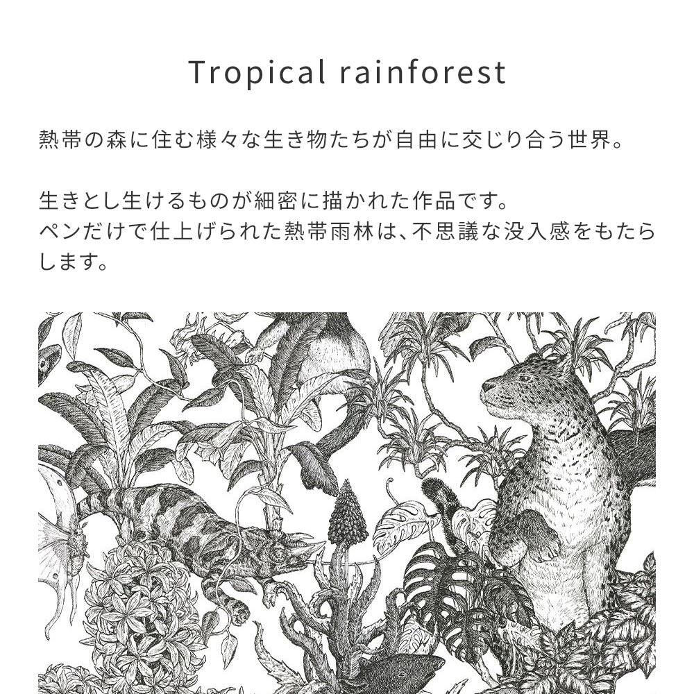 はがせる壁紙 シールタイプ WALLTZ ウォルツ 村山大明 Tropical rainforest Black TWZ-TFBK (49cm×3mサイズ)