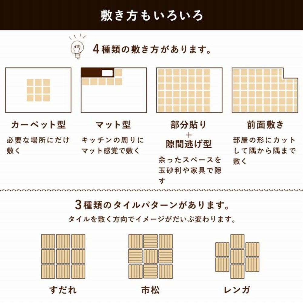 置くだけ ユカハリ・タイル ひのき (クリア) 50cm×50cm×厚み1.35cm ×8枚セット (約2平米)