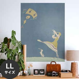 Hattan Art Poster ハッタンアートポスター Girl with kite and dog / HP-00296 LLサイズ(90cm×120cm)