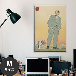Hattan Art Poster ハッタンアートポスター Young man and looking at a dog / HP-00301 Mサイズ(45cm×64cm)