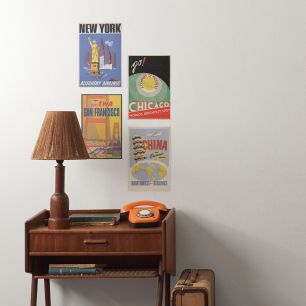 Hattan mini Art Poster ハッタン ミニアートポスター 4枚セット POP・カラフル / 世界旅行 セット