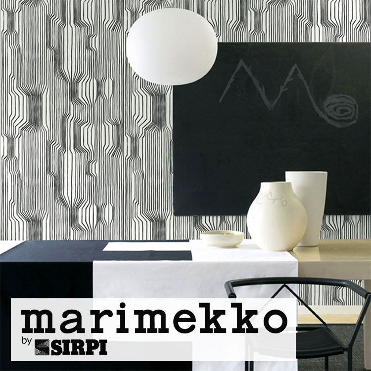 輸入壁紙 Marimekko マリメッコ Wallcoverings 5 Frekvenssi Black 壁紙屋本舗