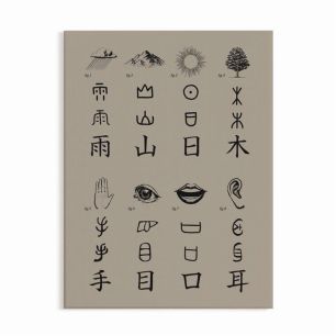 アートパネル Qtan Study キュータン スタディ 60cm×80cm 漢字の成り立ち / レトロ