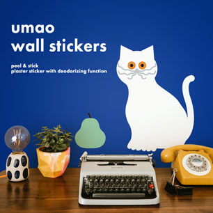umao wall sticker 消臭ステッカー しろねこA(29.7cm×42cm)1シート
