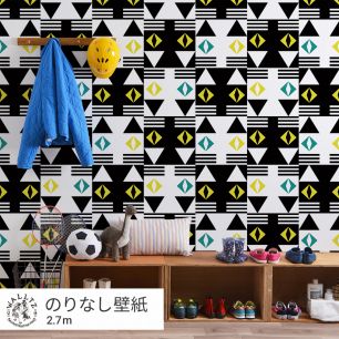 はがせる壁紙 のりなしタイプ WALLTZ ウォルツ ハシジュンコ neco shirokuro NWZ-NCSK (49cm×2.7mサイズ)
