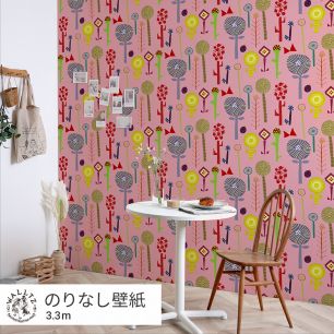 はがせる壁紙 のりなしタイプ WALLTZ ウォルツ 堀口尚子 hana Pink NWZ-HNPK (49cm×3.3mサイズ)