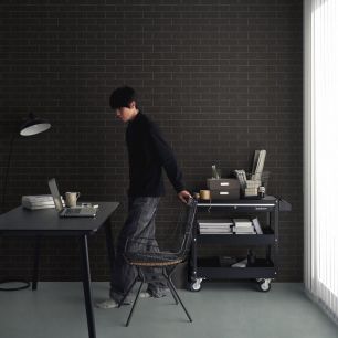 はがせる壁紙 のりなしタイプ Room No.0 シンプルウォールタイル (49cm×2.5mサイズ) NRN-WTB01 tile01 ブラック