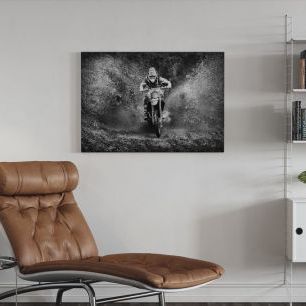 オーダーアートパネル PHOTOWALL / Spray Mud Motorcycle, black and white (e30611)