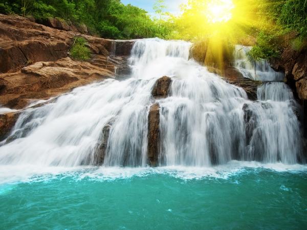 輸入壁紙 カスタム壁紙 PHOTOWALL / Waterfall in Rain Forest and Sunlight (e19134)