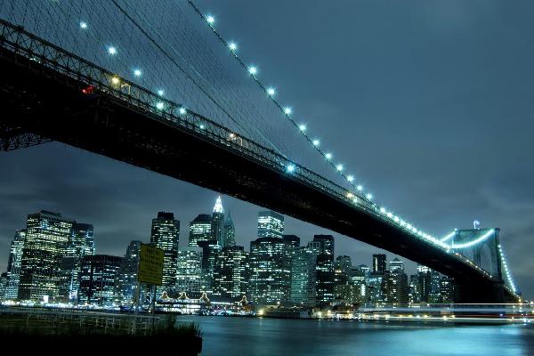 輸入壁紙 カスタム壁紙 PHOTOWALL / Brooklyn Bridge at Night (e9015)