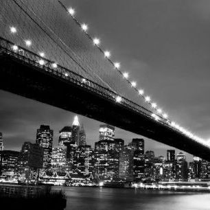 輸入壁紙 カスタム壁紙 PHOTOWALL / Brooklyn Bridge at Night - b/w (e9040)