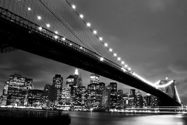 輸入壁紙 カスタム壁紙 PHOTOWALL / Brooklyn Bridge at Night - b/w (e9040)