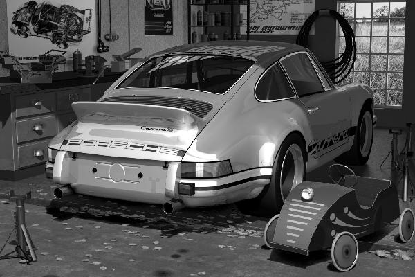 輸入壁紙 カスタム壁紙 PHOTOWALL / Porsche 911 - b/w (e12065)