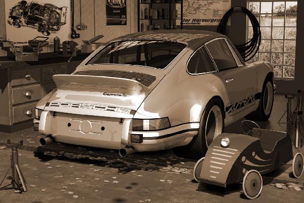 輸入壁紙 カスタム壁紙 PHOTOWALL / Porsche 911 - Sepia (e12066)
