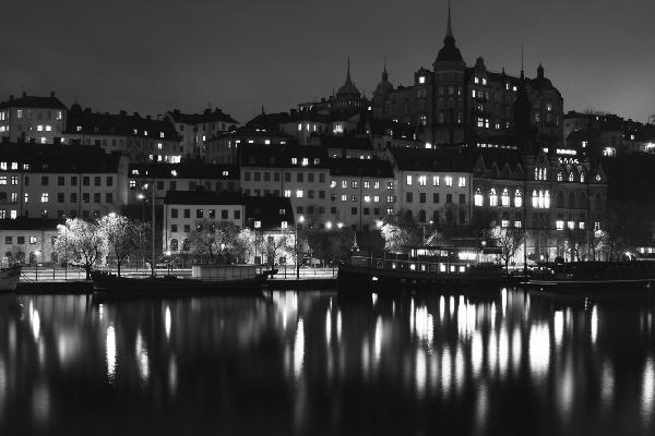輸入壁紙 カスタム壁紙 PHOTOWALL / Lights in Stockholm - b/w (e1499)