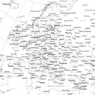 輸入壁紙 カスタム壁紙 PHOTOWALL / Europe Map - b/w (e1771)