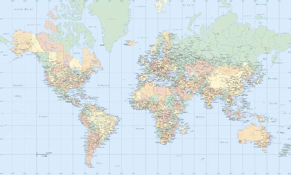 輸入壁紙 カスタム壁紙 PHOTOWALL / World Map - Atlas (e1775)