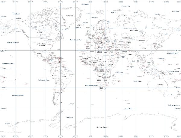 輸入壁紙 カスタム壁紙 PHOTOWALL / World Map - White (e1777)