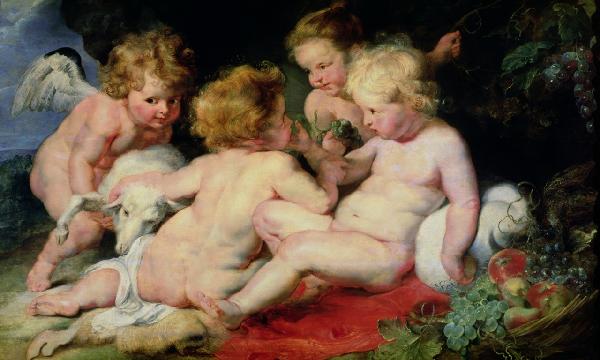 輸入壁紙 カスタム壁紙 PHOTOWALL / Rubens,Peter Paul - Infant Christ with John the Baptist (e10370)