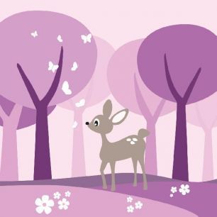 輸入壁紙 カスタム壁紙 PHOTOWALL / Deer in Purple Woods (e20107)