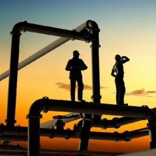 輸入壁紙 カスタム壁紙 PHOTOWALL / Oil Workers and Pipes in Sunset (e20372)