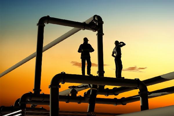 輸入壁紙 カスタム壁紙 PHOTOWALL / Oil Workers and Pipes in Sunset (e20372)