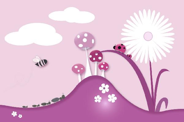 輸入壁紙 カスタム壁紙 PHOTOWALL / A Bugs World - Pink (e20760)