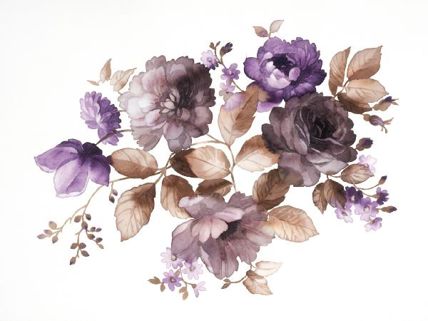 輸入壁紙 カスタム壁紙 PHOTOWALL / Flowers in Watercolor (e21051)