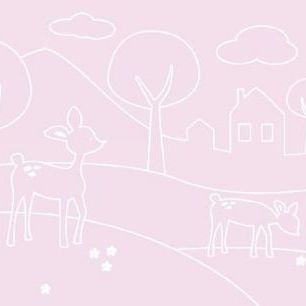 輸入壁紙 カスタム壁紙 PHOTOWALL / Deer World Lines - pink (e21251)
