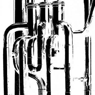 輸入壁紙 カスタム壁紙 PHOTOWALL / Brass Horn Graphic - Tuba (e21334)