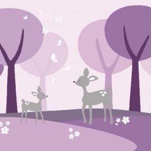 輸入壁紙 カスタム壁紙 PHOTOWALL / Deer in Woods - Purple (e21544)