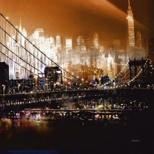 輸入壁紙 カスタム壁紙 PHOTOWALL / Brooklyn Bridge by Night (e22166)