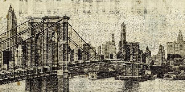 輸入壁紙 カスタム壁紙 PHOTOWALL / Vintage New York Brooklyn Bridge (e22272)