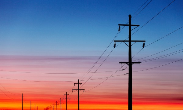 輸入壁紙 カスタム壁紙 PHOTOWALL / Power Lines at Sunset (e20364)