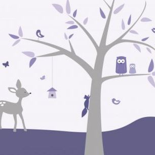 輸入壁紙 カスタム壁紙 PHOTOWALL / Animal Tree Purple Deer (e22375)