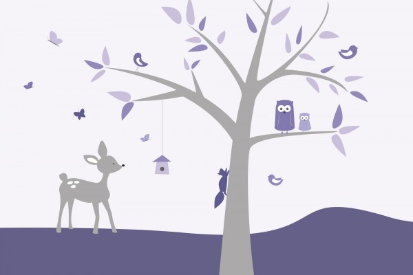 輸入壁紙 カスタム壁紙 PHOTOWALL / Animal Tree Purple Deer (e22375)