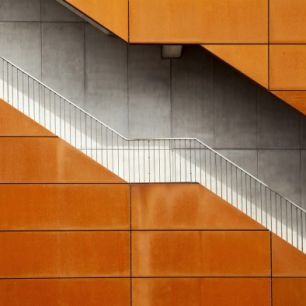 輸入壁紙 カスタム壁紙 PHOTOWALL / Orange Stairway (e22396)