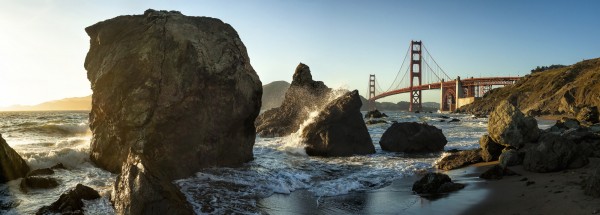 輸入壁紙 カスタム壁紙 PHOTOWALL / Rocks and the Golden Gate (e22407)
