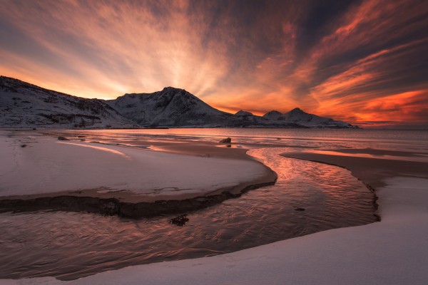 輸入壁紙 カスタム壁紙 PHOTOWALL / Golden Sunset in Norway (e22455)